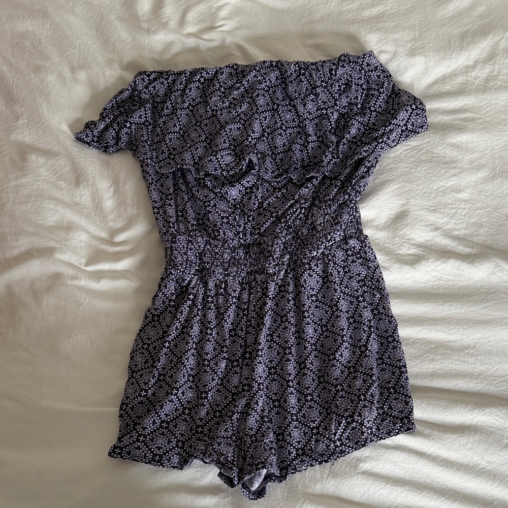 Women’s Off-Shoulder One Piece - Blue Pattern